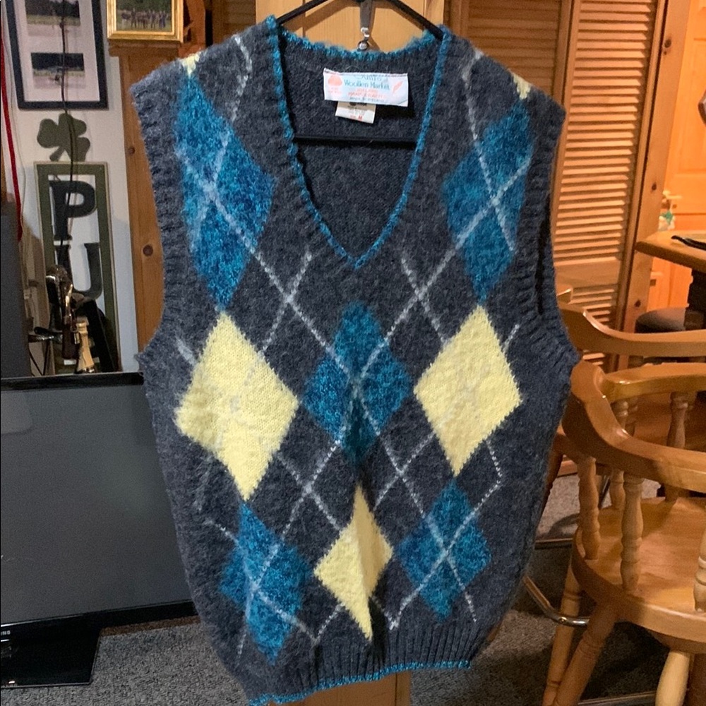 Vintage Quills Woollen Market Argyle Sweater Vest, Hand Crafted Made in Ireland.